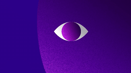 Abstract illustration of three stylized, colorful human heads arranged side-by-side. The left head is grainy green, its eye featuring a green iris. The center head is grainy purple, its eye containing a blue and purple question mark. The right head is grainy orange-yellow, its eye featuring an orange-yellow iris. They are set against a soft, blurry pink and lavender gradient background